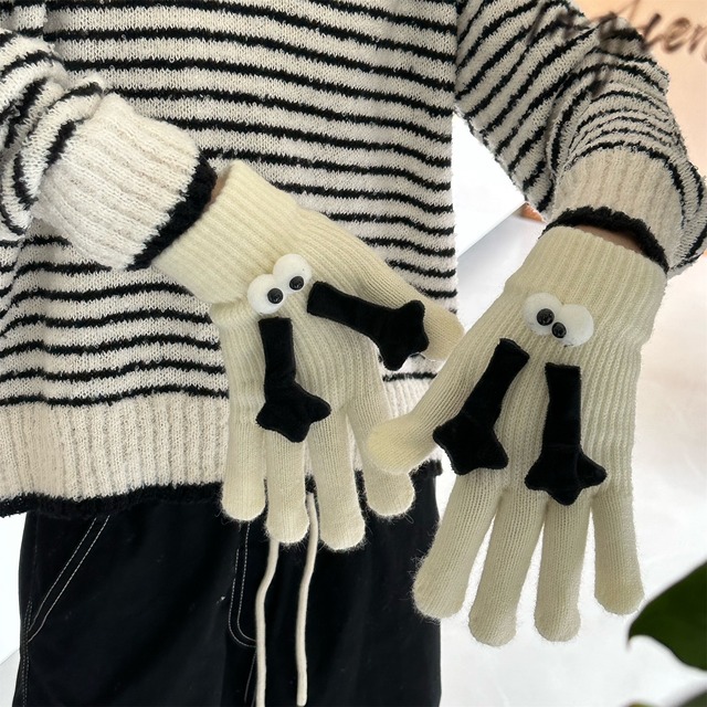 【GLOVES】INS映えカートゥーンニット手袋