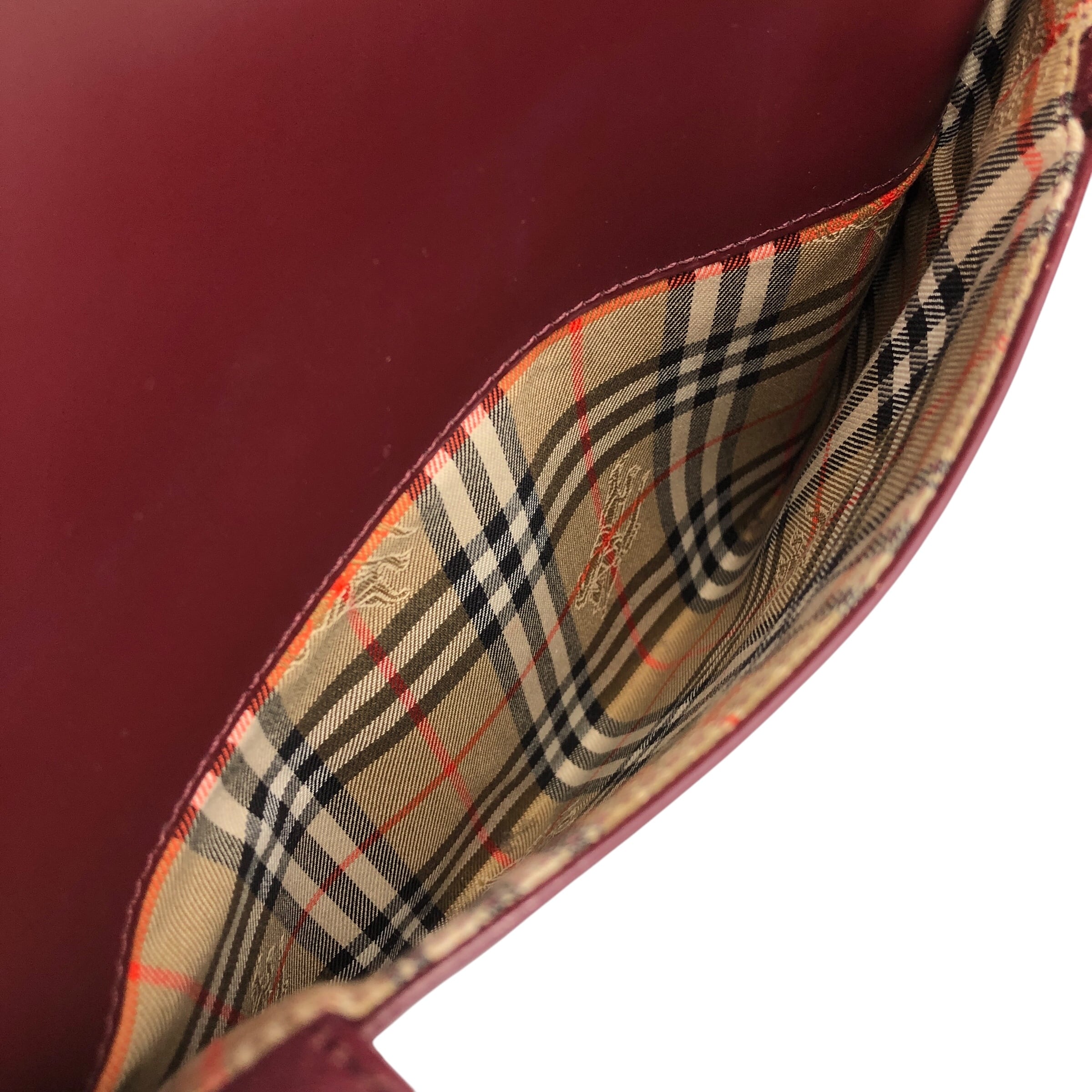 BURBERRY バーバリー チェック トートバッグ ボルドー レザー vintage
