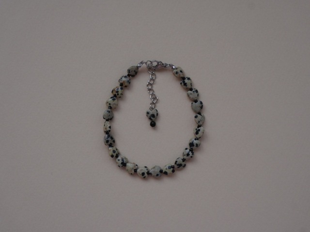 【 WAVE 】Heart DalmatianJasper × glass beads bracelet