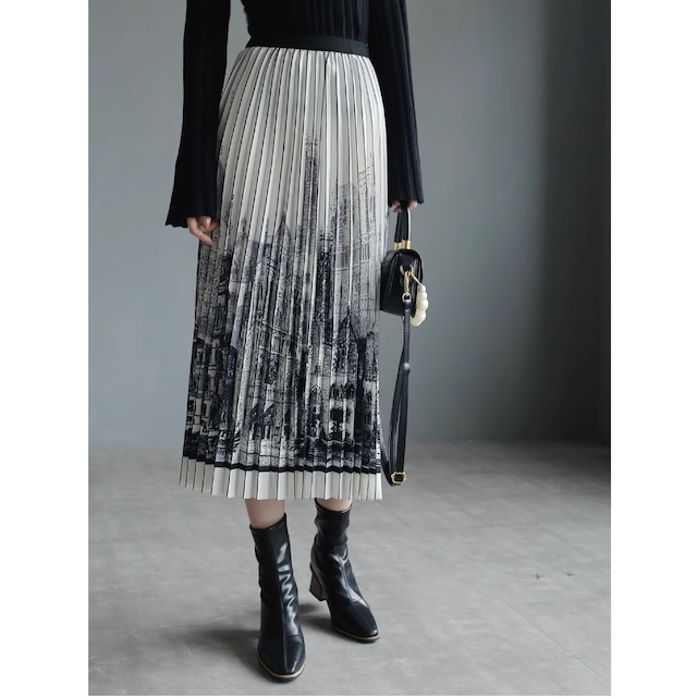 painting pleats skirt(2color)＜sk1843＞