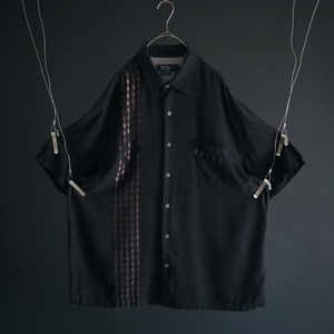 " Nat Nast " over silhouette diamond embroidery design silk shirt