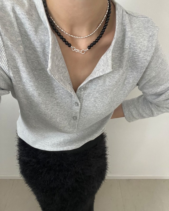 S925 Onyx 2way hook necklace (N241)