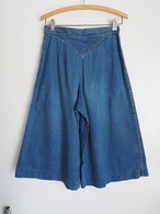 1970’s Vintage USA Rainbow Stitch Denim Culottes Pants