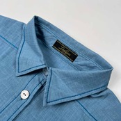 Leilian レリアン 5分袖 リネン シャツ ジャケット サイズ 9 /レディース/水色/日本製