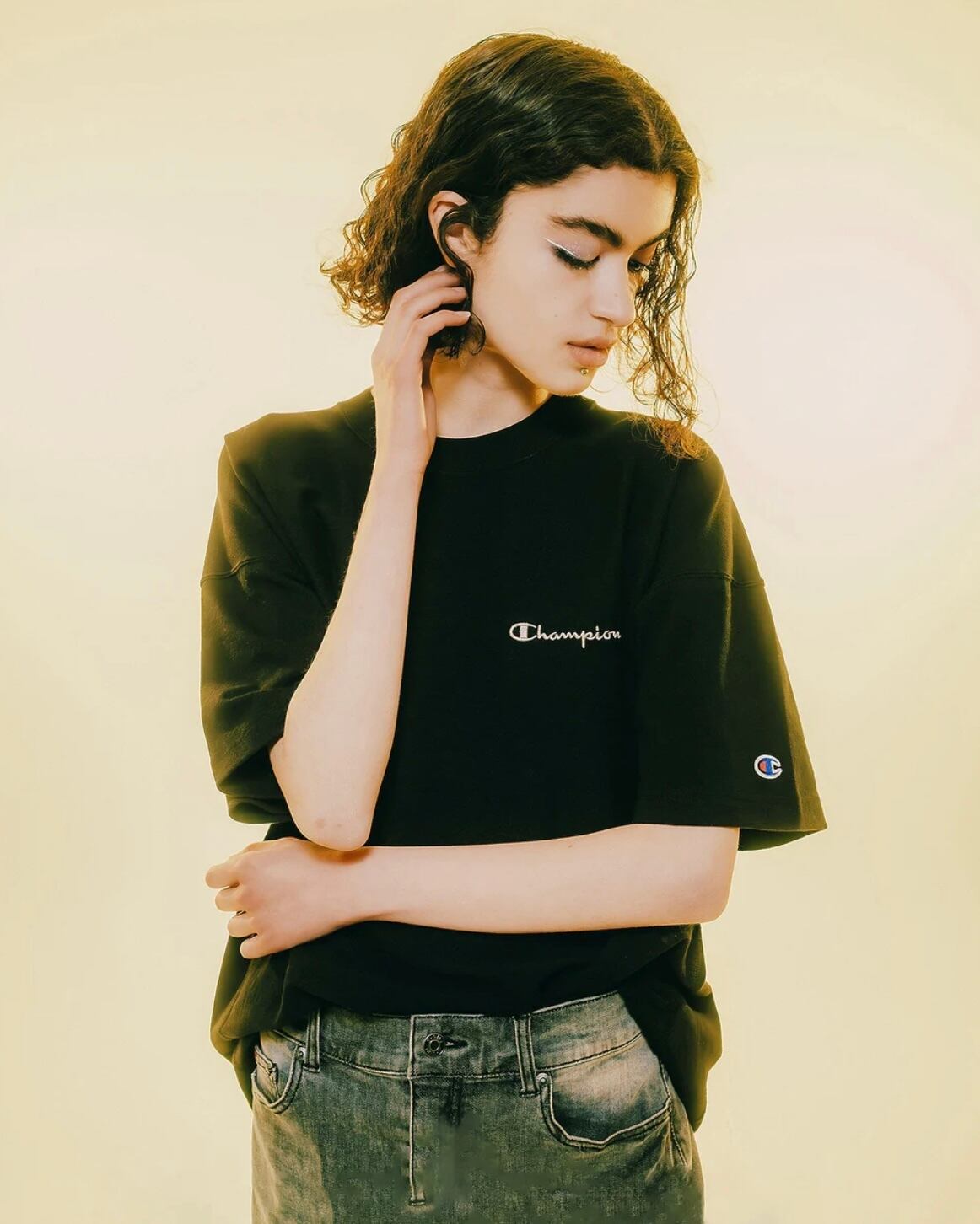【X-girl×Champion】REVERSE WEAVE FACE  TEE X-girl】X-girl × Champion REVERSE WEAVE R FACE S/S TEE / WHITE