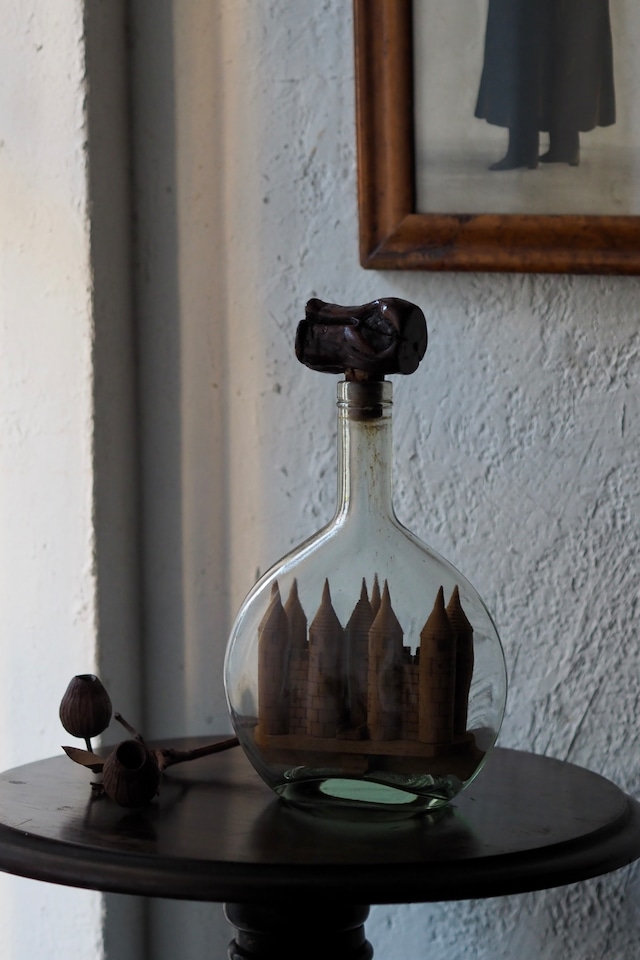 オブジェ ボトルの中のお城-vintage bottle objet