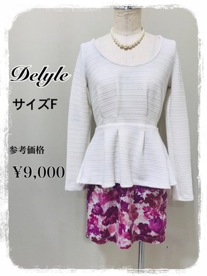 着画あり Delyle ペプラム タイトスカート ドッキングワンピ花柄 FREE