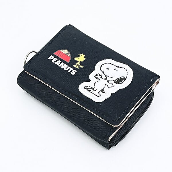 スヌーピー コンパクト三つ折り財布 ブラック SNOOPY | キャラクター