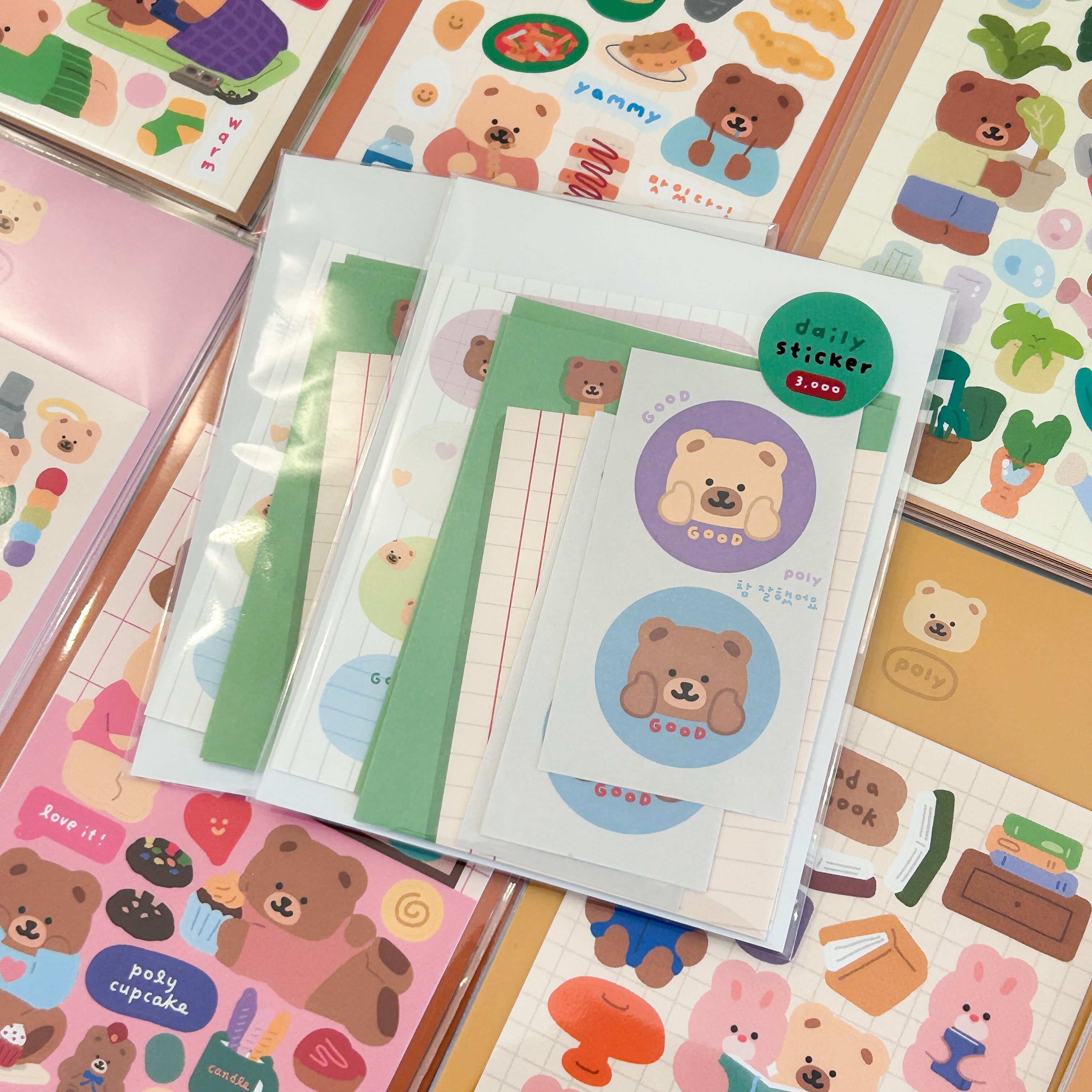 polybear】模造紙ステッカーセット 데일리 모조지 스티커팩 | 韓国文具