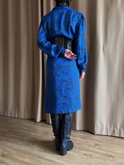 MADE IN ITALY bright blue silk dress-5230-4