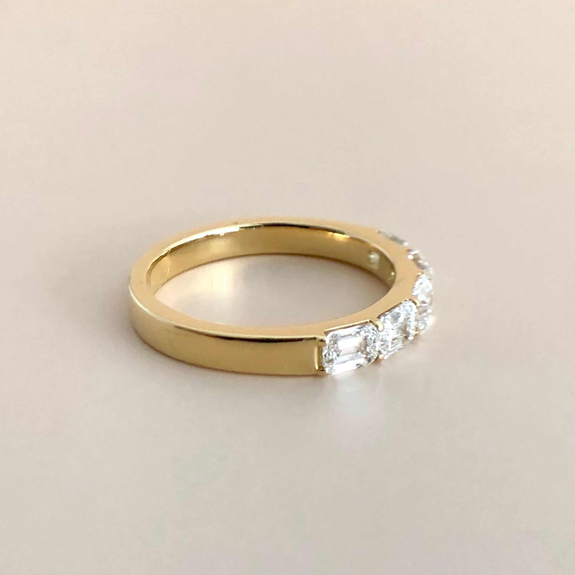 エメラルドカット ダイヤモンド ハーフエタニティリング 1.00ct K18