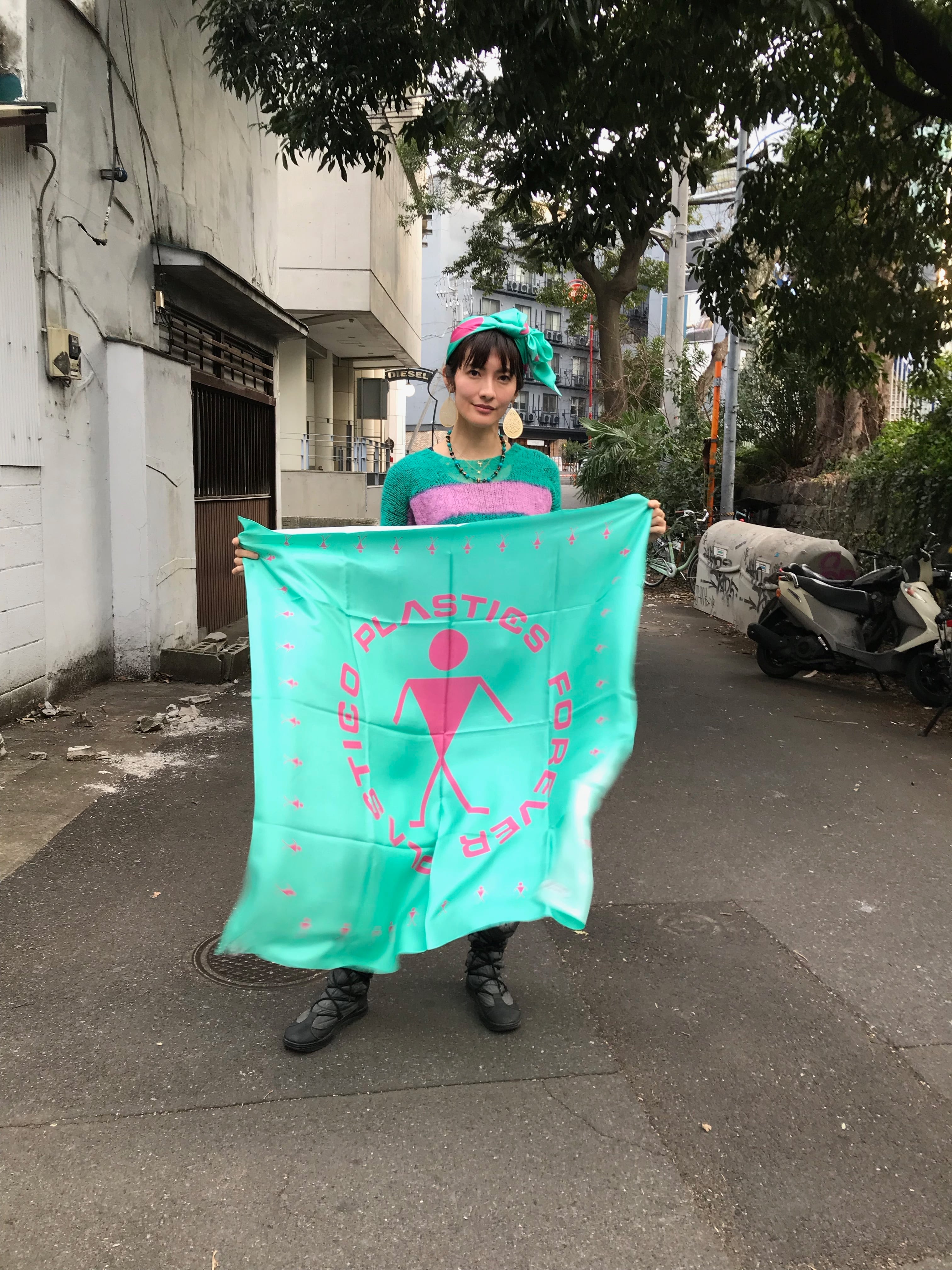 PLASTICS 直筆サイン色紙 中西俊夫 立花ハジメ プラスチックス スカーフ 中西俊夫 PLASTICS | yaezawa online store
