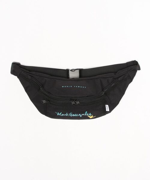 Mark Gonzales (マークゴンザレス) WORLD FAMOUS ウエストバッグ ブラック/ブルー ボディバッグ 2G9-61115
