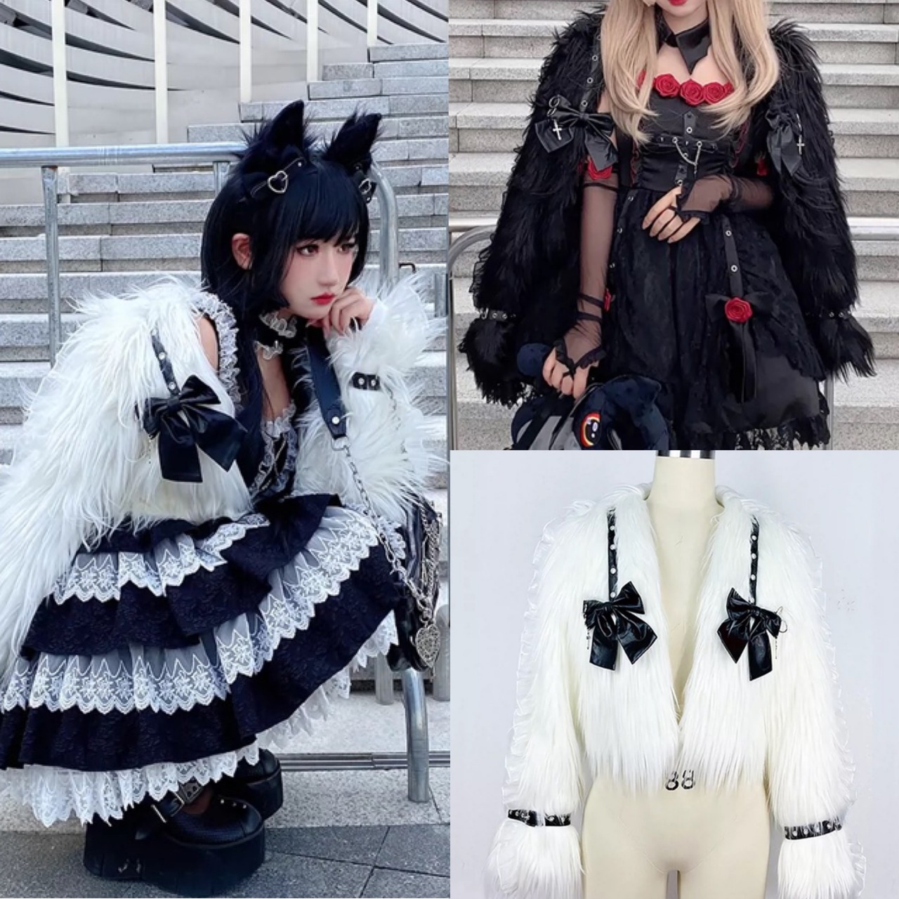 2カラー 】ファー コート 白 黒 | LOVEYsmileSHOP
