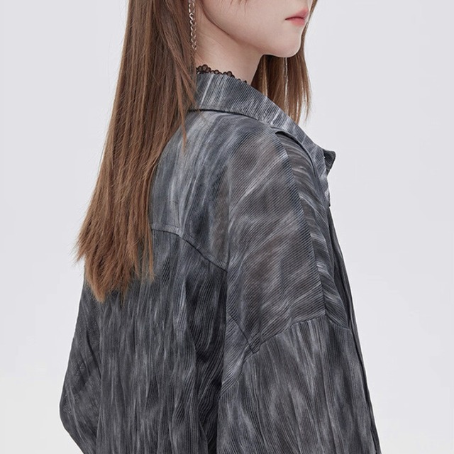 Marble pattern sheer shirt C1417