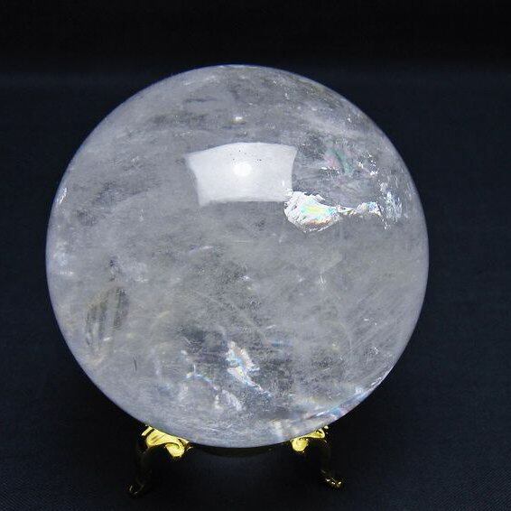 水晶 スフィア 丸玉 虹入り 73mm 水晶玉 球体 玉 一点物  151-7753