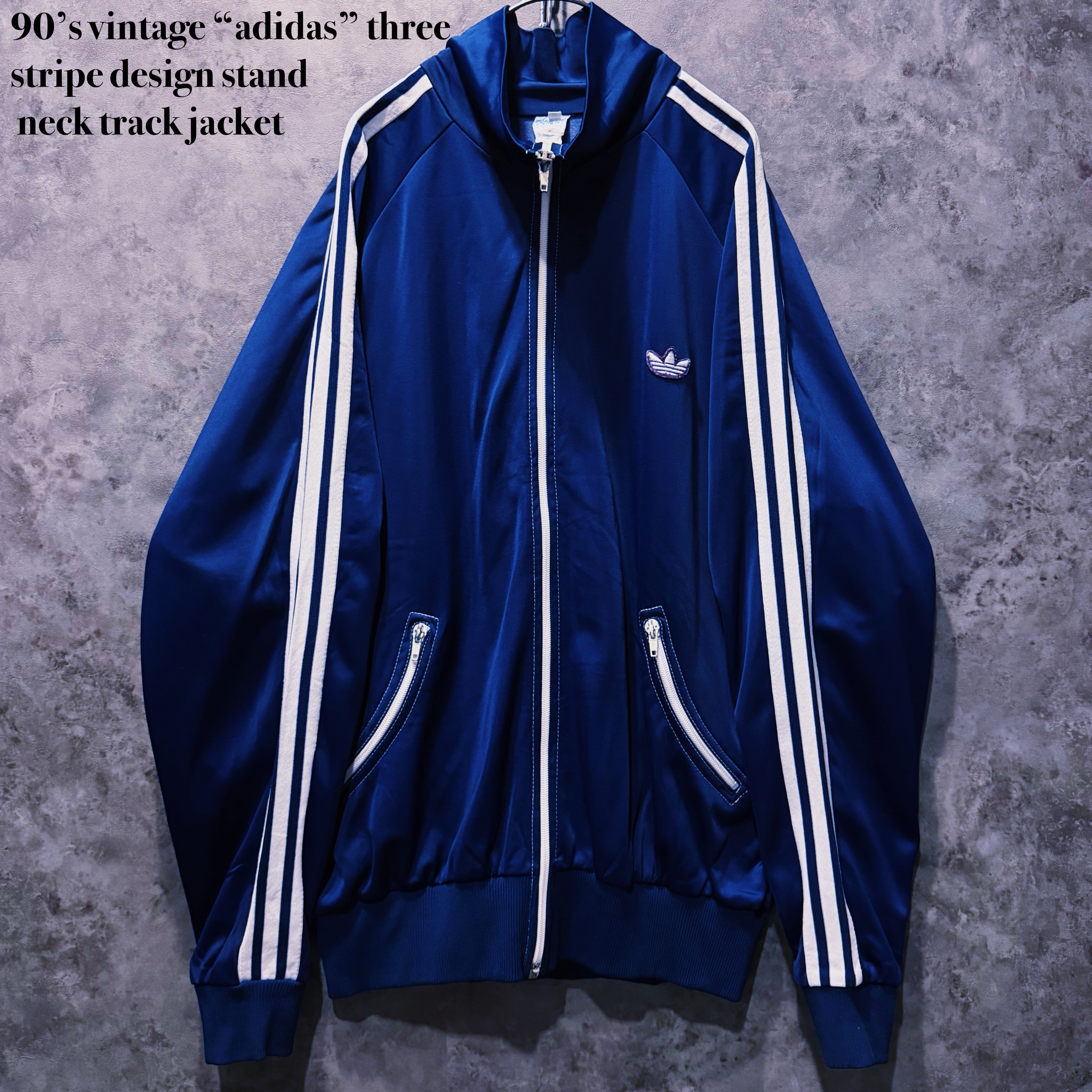 【doppio】90’s vintage “adidas” three stripe design stand neck track jacket