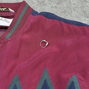 Argyle switching designsilk blouson
