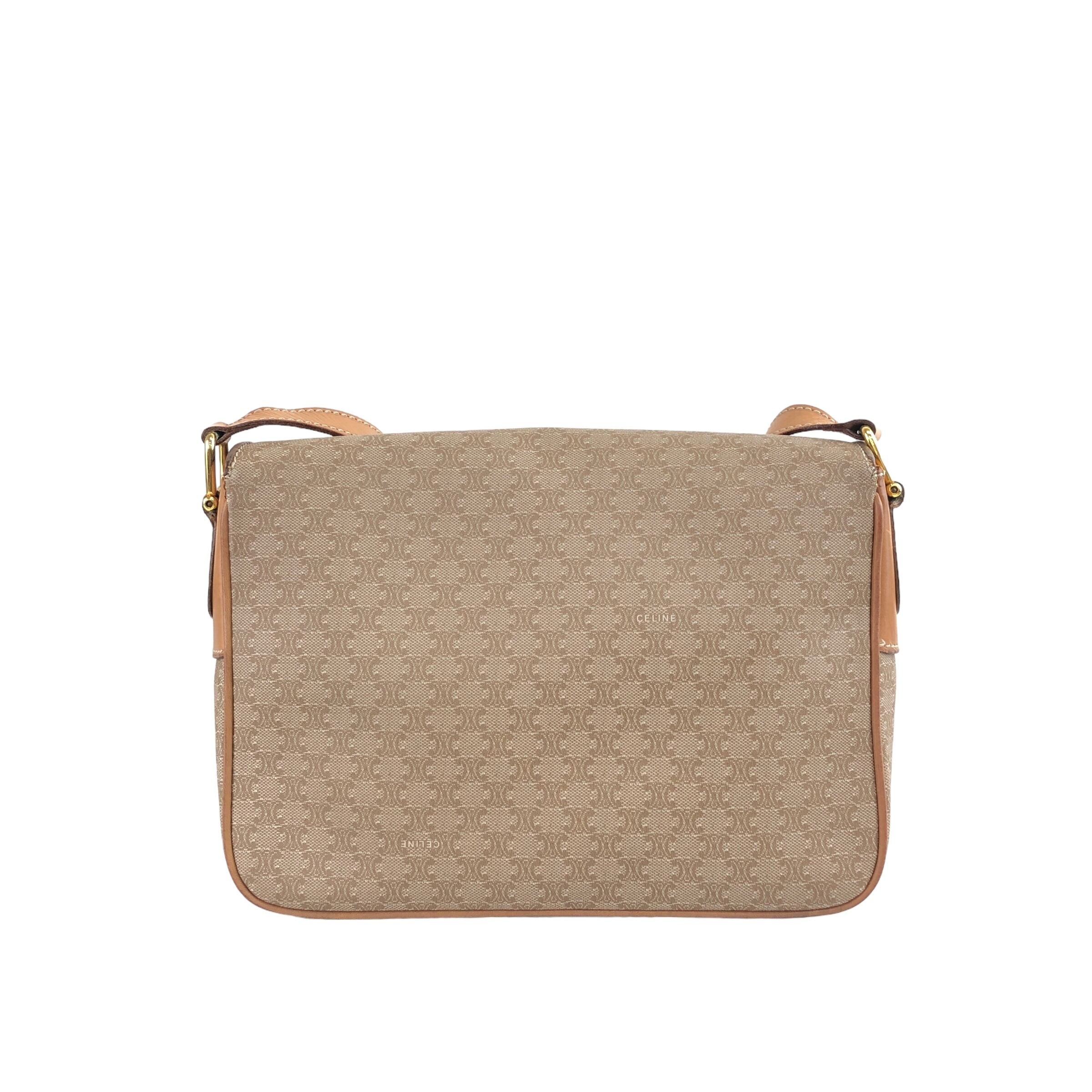 CELINE セリーヌ マカダム ショルダーバッグ ベージュ ブラゾン型押し
