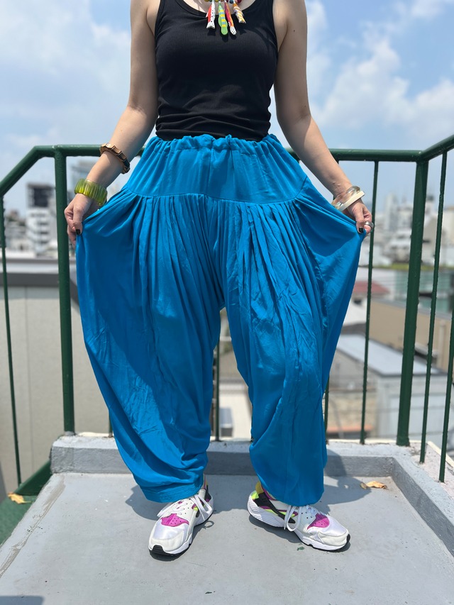 Vintage indian big size blue poly pants