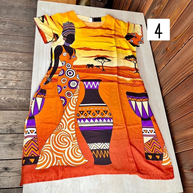 アフリカンクルーネックチュニック