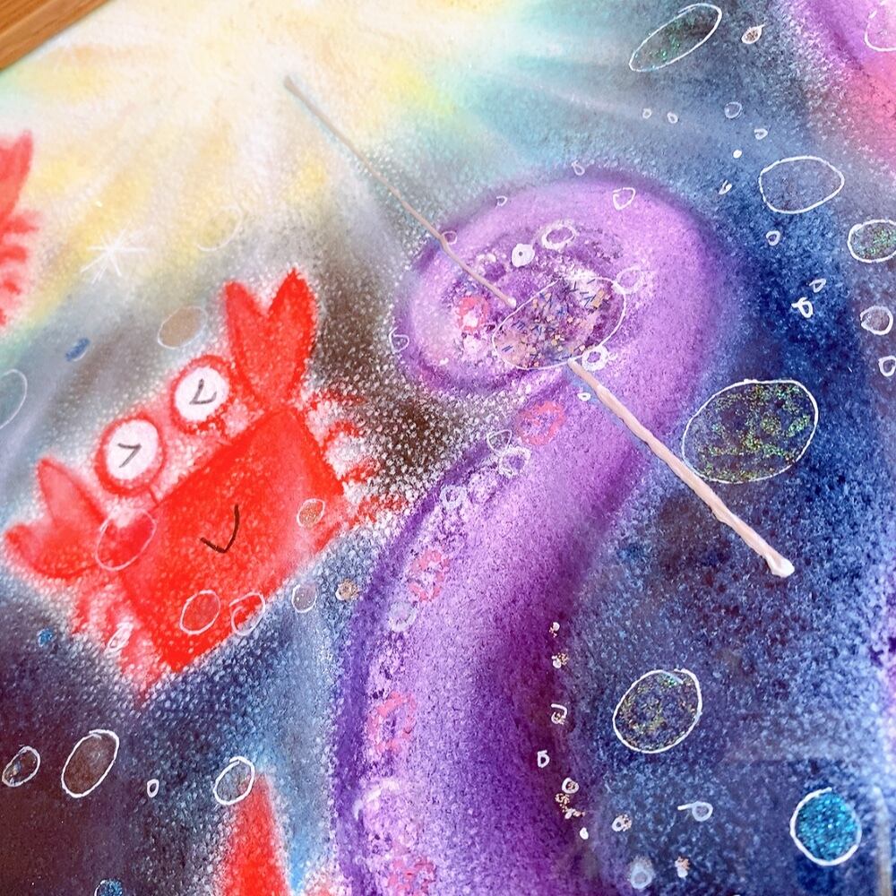 癒しの絵】タコ原画～願いを叶えるタコと魔法の杖〜送料無料～ ギフト