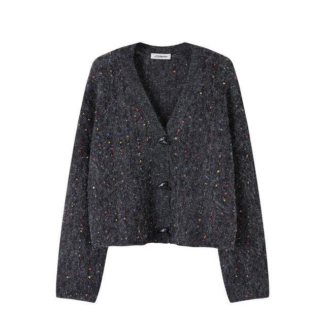 Mixed color nep cardigan　B3574