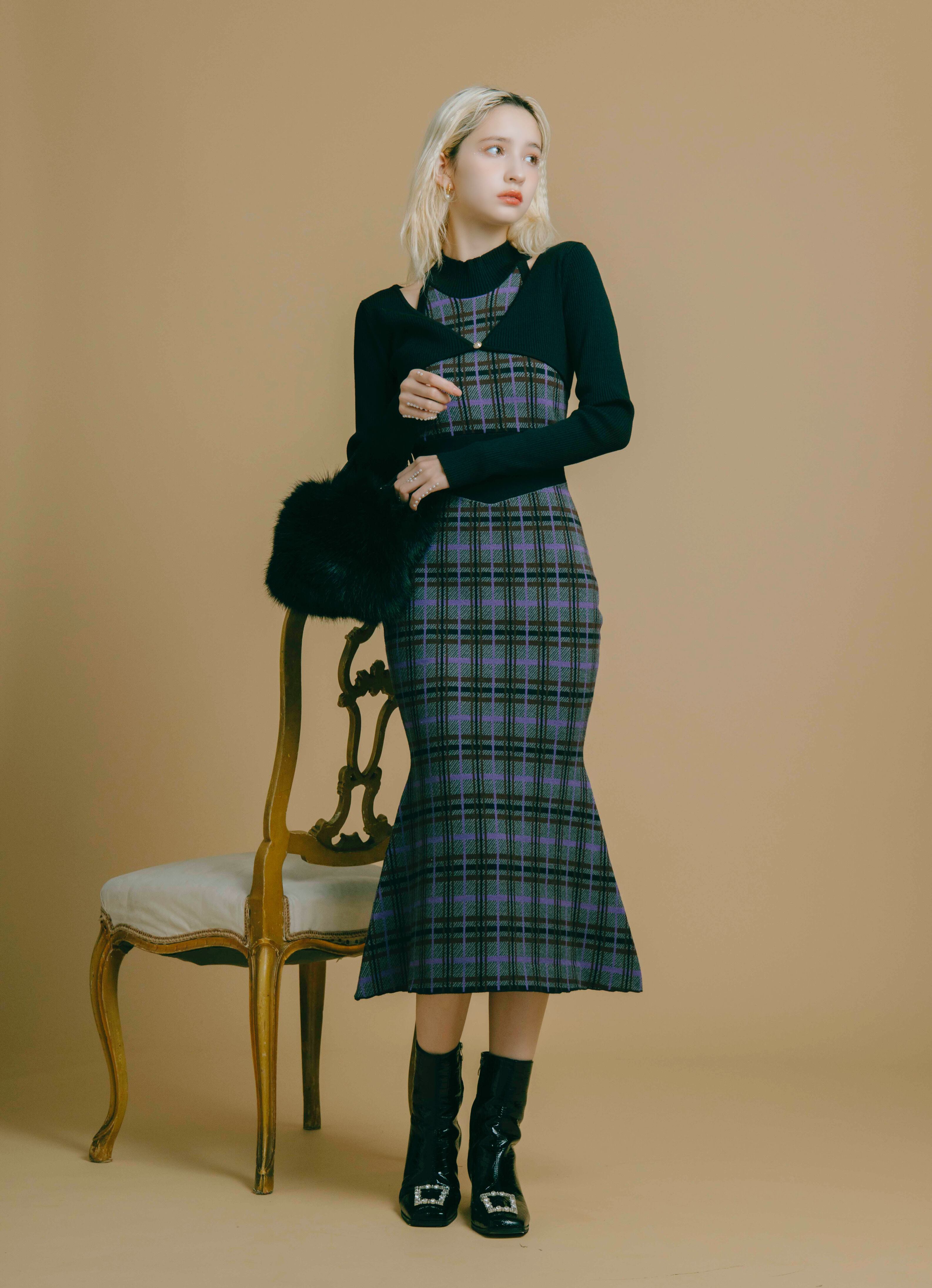Checked Mermaid Dress Set | Crayme,