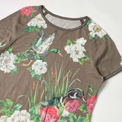 伊太利屋 イタリヤ ラインストーン フローラル バード 半袖 Tシャツ カットソー 9/マルチ レディース