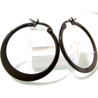 【年始セール】ブラックフープステンレスピアス eh826