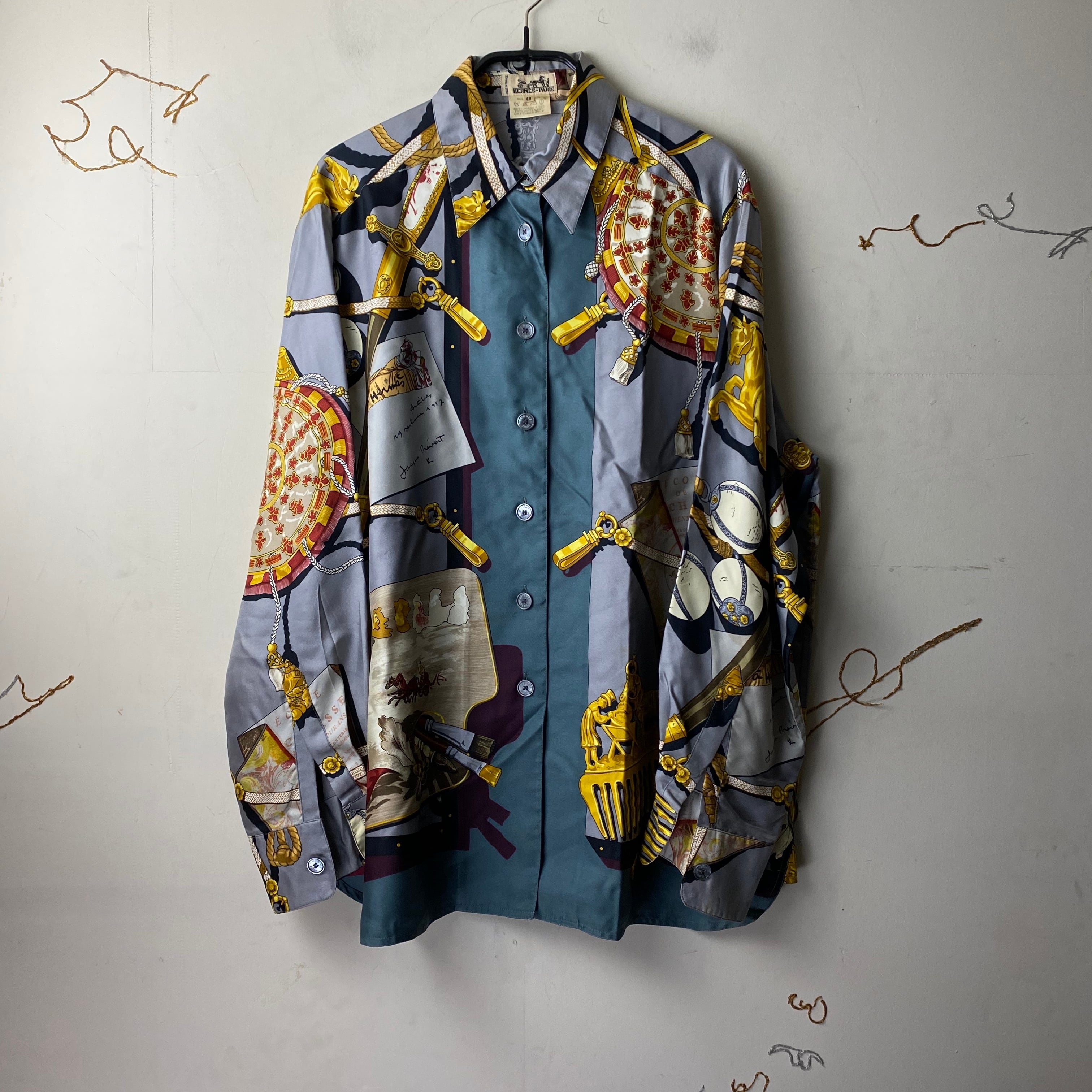 HERMES scarf pattern silk shirt “MEMOIRE D'HERMES” | NOIR ONLINE