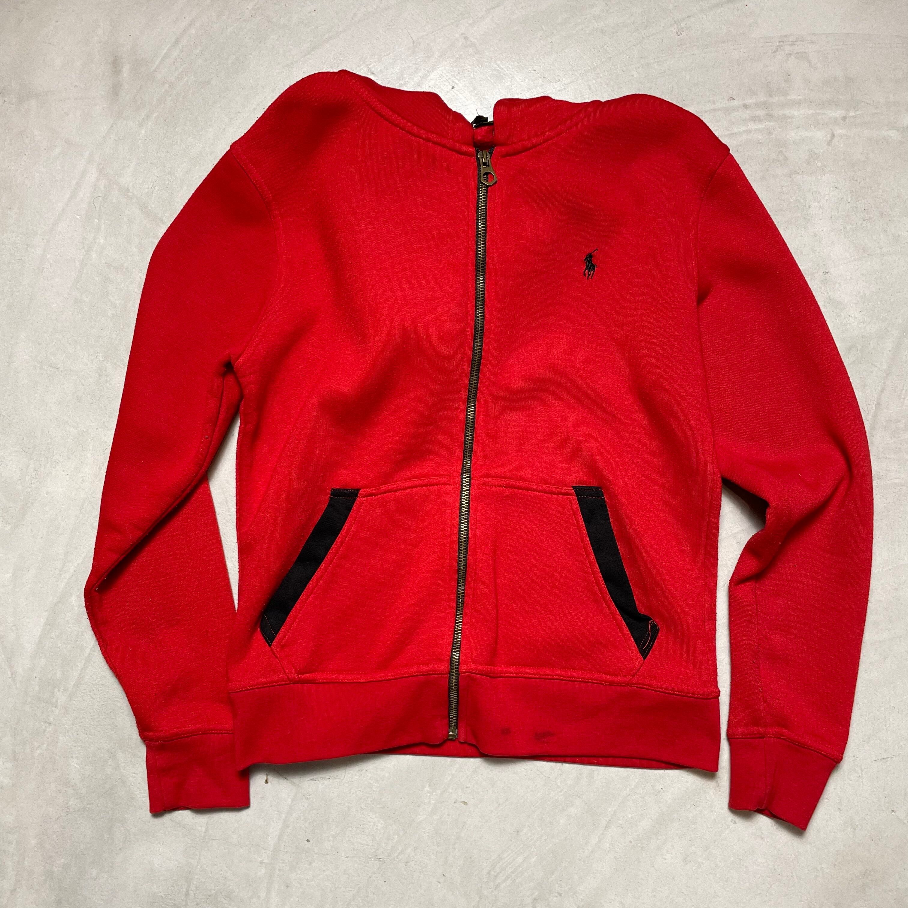 ラルフローレン フルジップ スウェットパーカー メンズM 古着 ワンポイント ロゴ刺繍 Polo Ralph Lauren レッド 赤