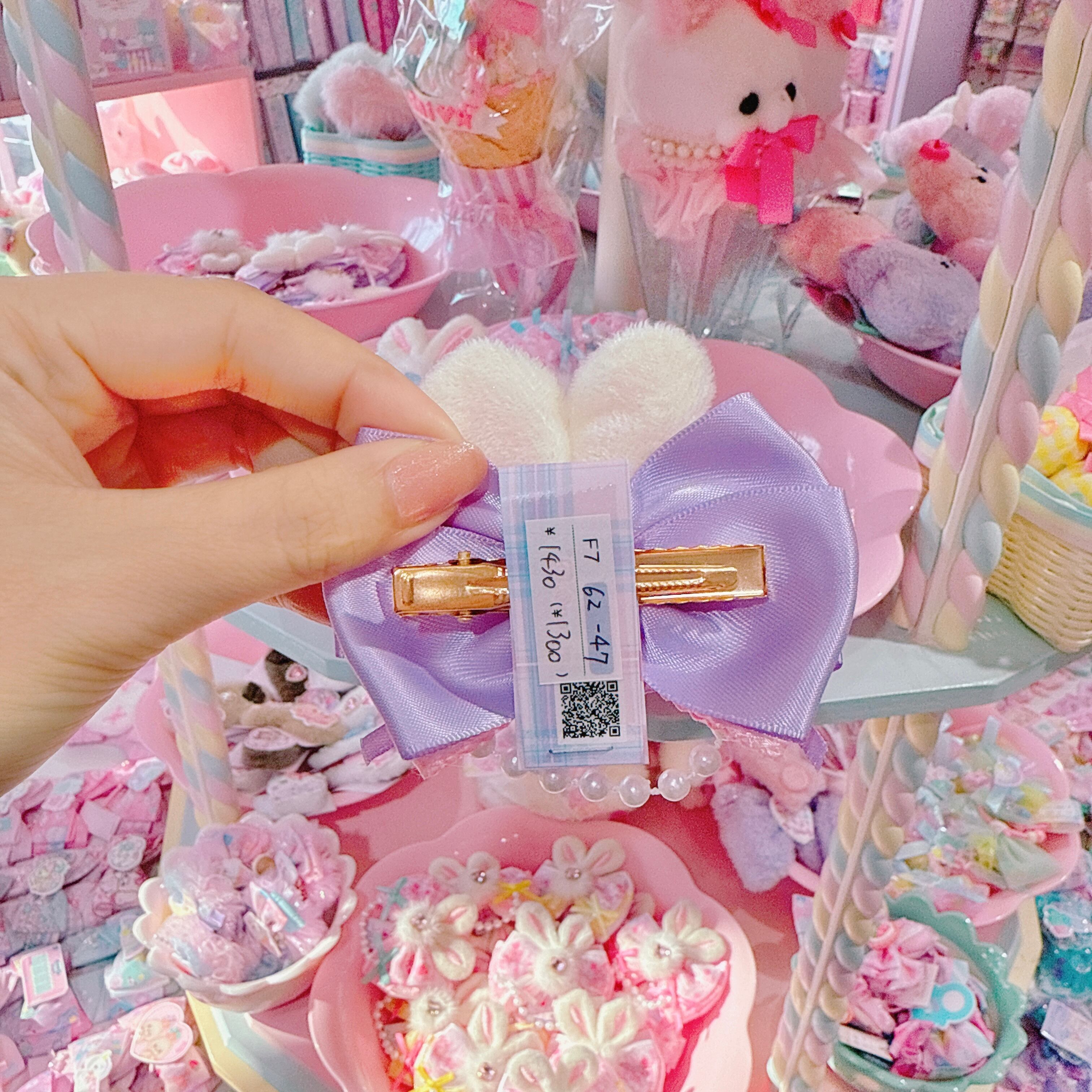 【F7】62-47うさ耳リボンヘアクリップ