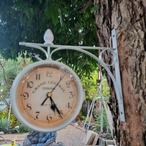 レトロ 両面壁時計 壁掛け庭の壁時計 パティオポーチ用 屋外時計