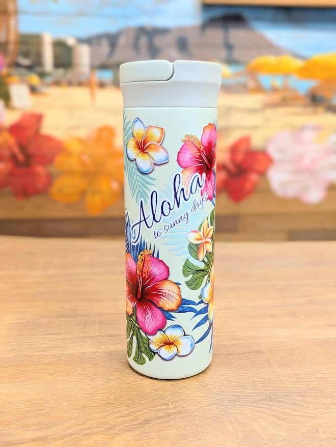ハワイアン柄 保冷保温ステンレスボトル 水筒(FLOWER)