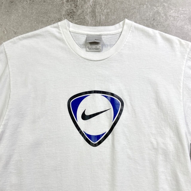 00年代 NIKE SOCCER ナイキ スウォッシュ ロゴプリントTシャツ メンズM 