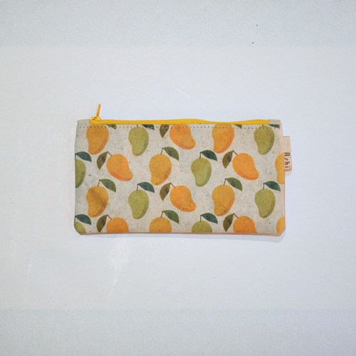 Ashi｜亜紙 Flat Pouch M＊Mango 26 フルーツ柄 紙ポーチ バナナ ハンドメイド
