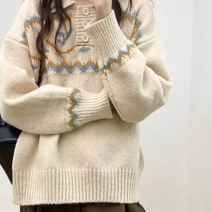 ポロ襟デザインニットプルオーバー　A0961