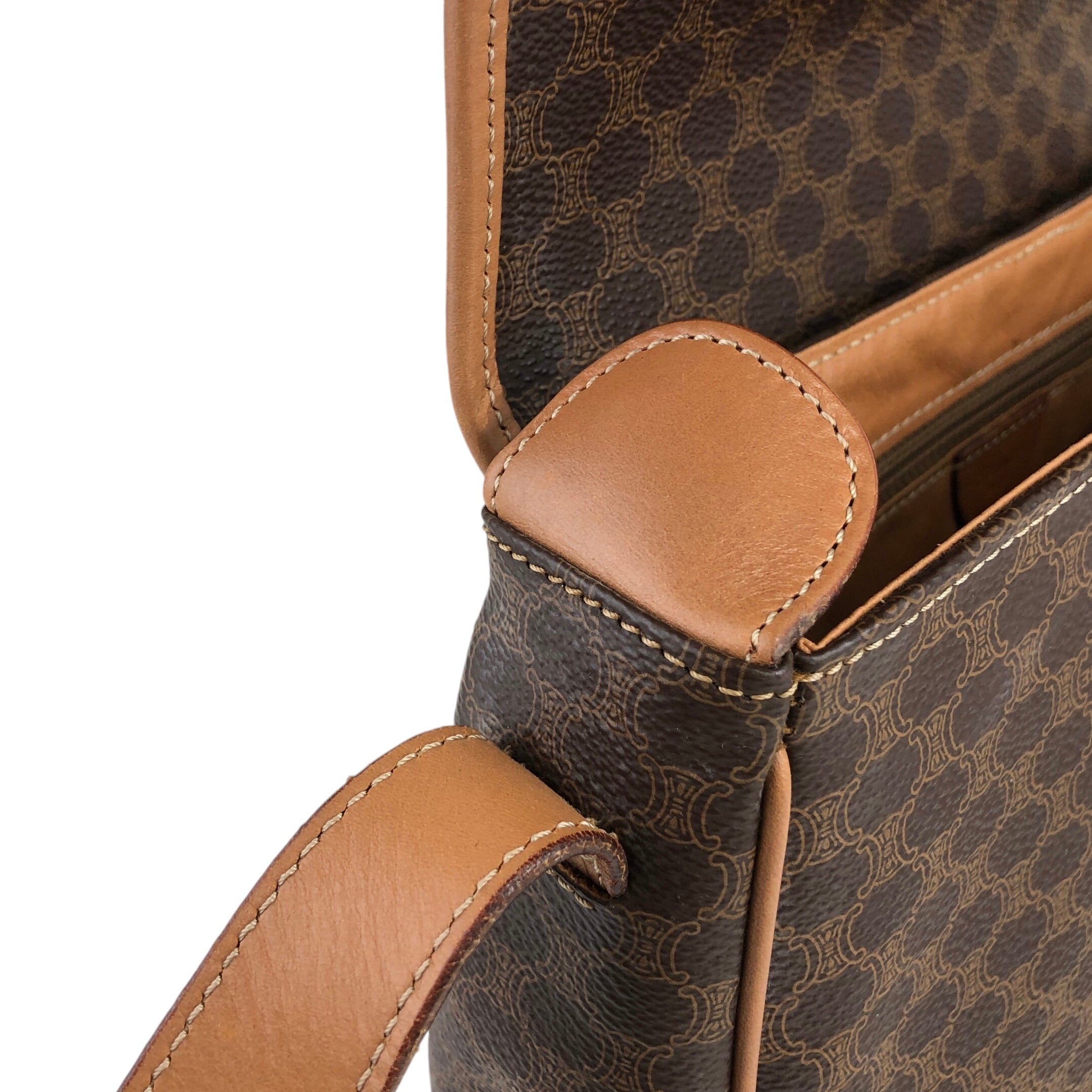 CELINE セリーヌ マカダム ショルダーバッグ ブラウン ブラゾン型押し