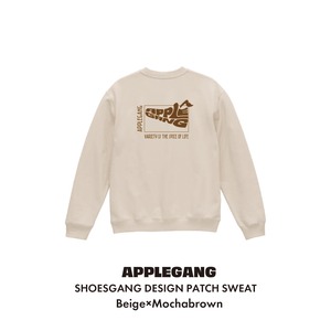 シューズギャングワッペントレーナー　ベージュ×モカブラウン