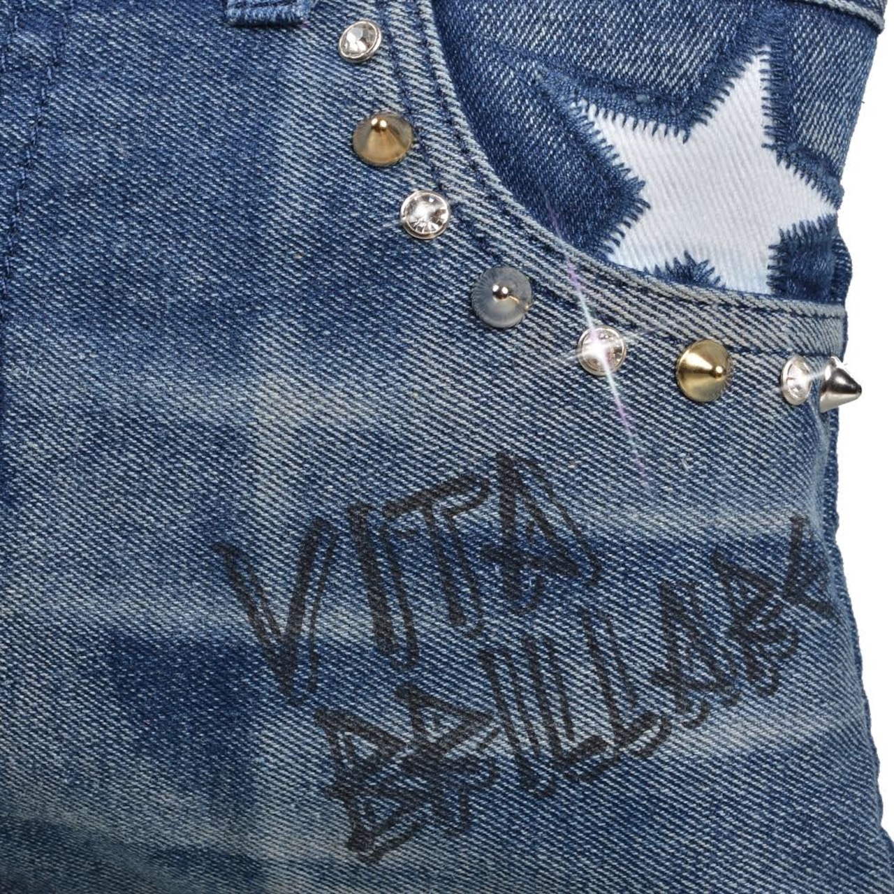 デニムリメイク風 スタッズクラッチバッグ ネイビー | vita brillare デニムリメイク風 スタッズクラッチバッグ ネイビー | vita brillare