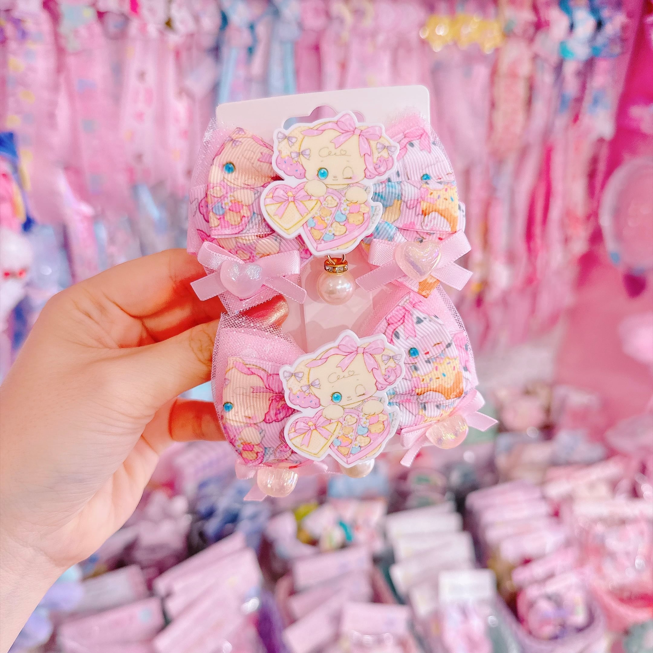 【S5】10-8ツインリボンクリップ18cm(オンプーpink)