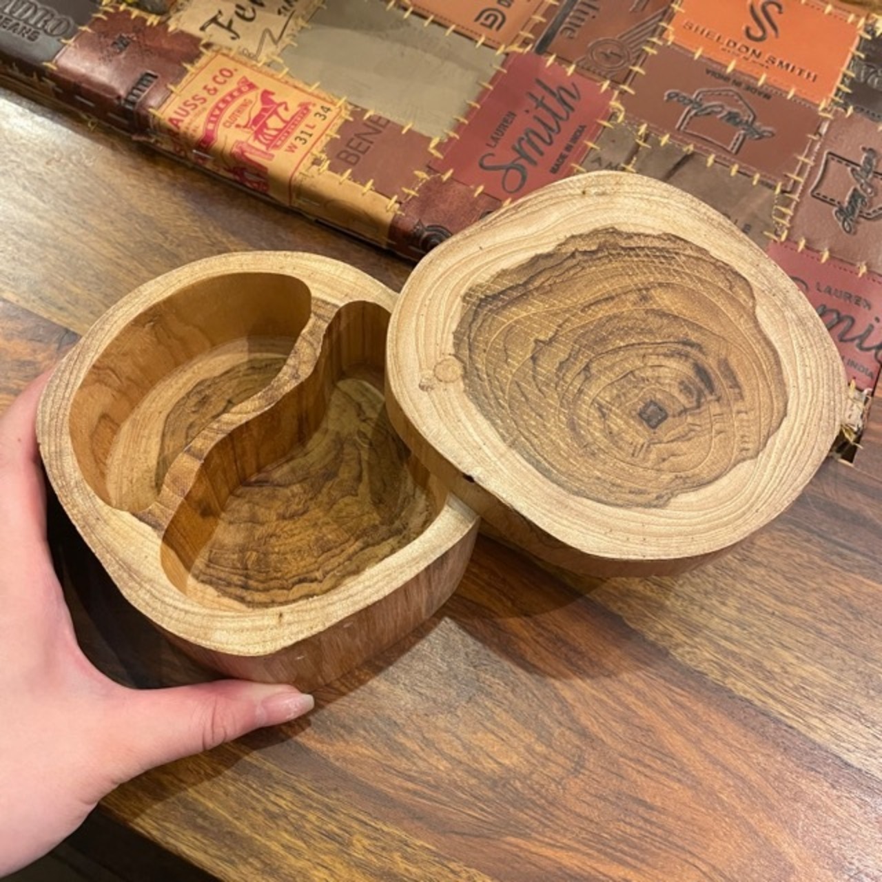 Thailand Teak Wood Slide Box Separate Natural / タイ チークスライドボックス セパレート ナチュラル 小物入れ 小物BOX 収納ボックス 木材 天然木 ナチュラル ハンドメイド チークウッド リビング収納 蓋付き 開閉可 ギフト プレゼント かわいい シンプル