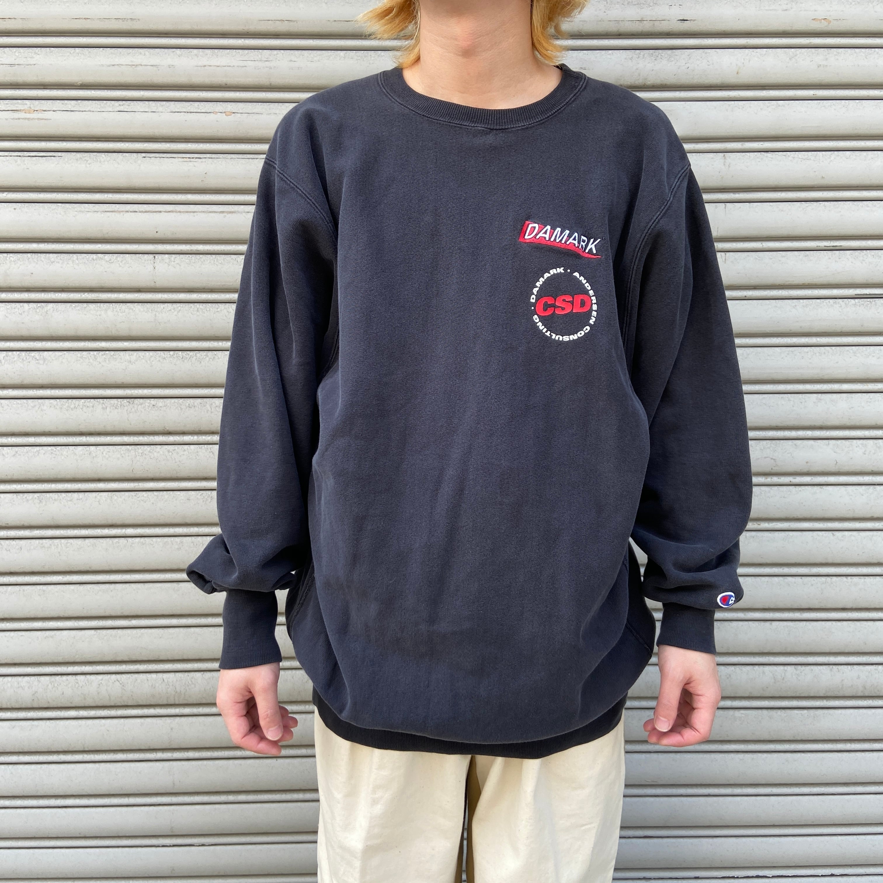 送料無料』90sUSA製 Champion リバースウィーブ 黒 XXL 刺繍タグ レア