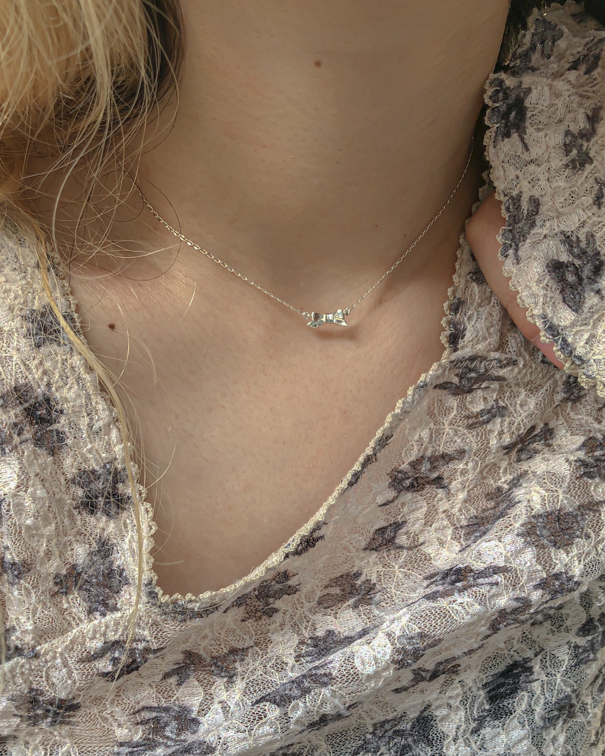 ribbon necklace SILVER925 #LJ20015N | LANIE