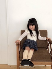韓国子供服 / BANANA J / 26Autumn / リズム フラワー レースTシャツ / 秋服 / キッズ *XS~JS*