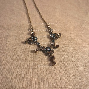 ハンドメイド アンティーク ブルー きらめき レトロ ネックレス