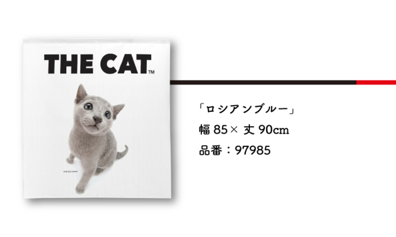 【受注生産】のれんTHE CAT ロシアンブルー 幅85ｘ丈90cm 97985