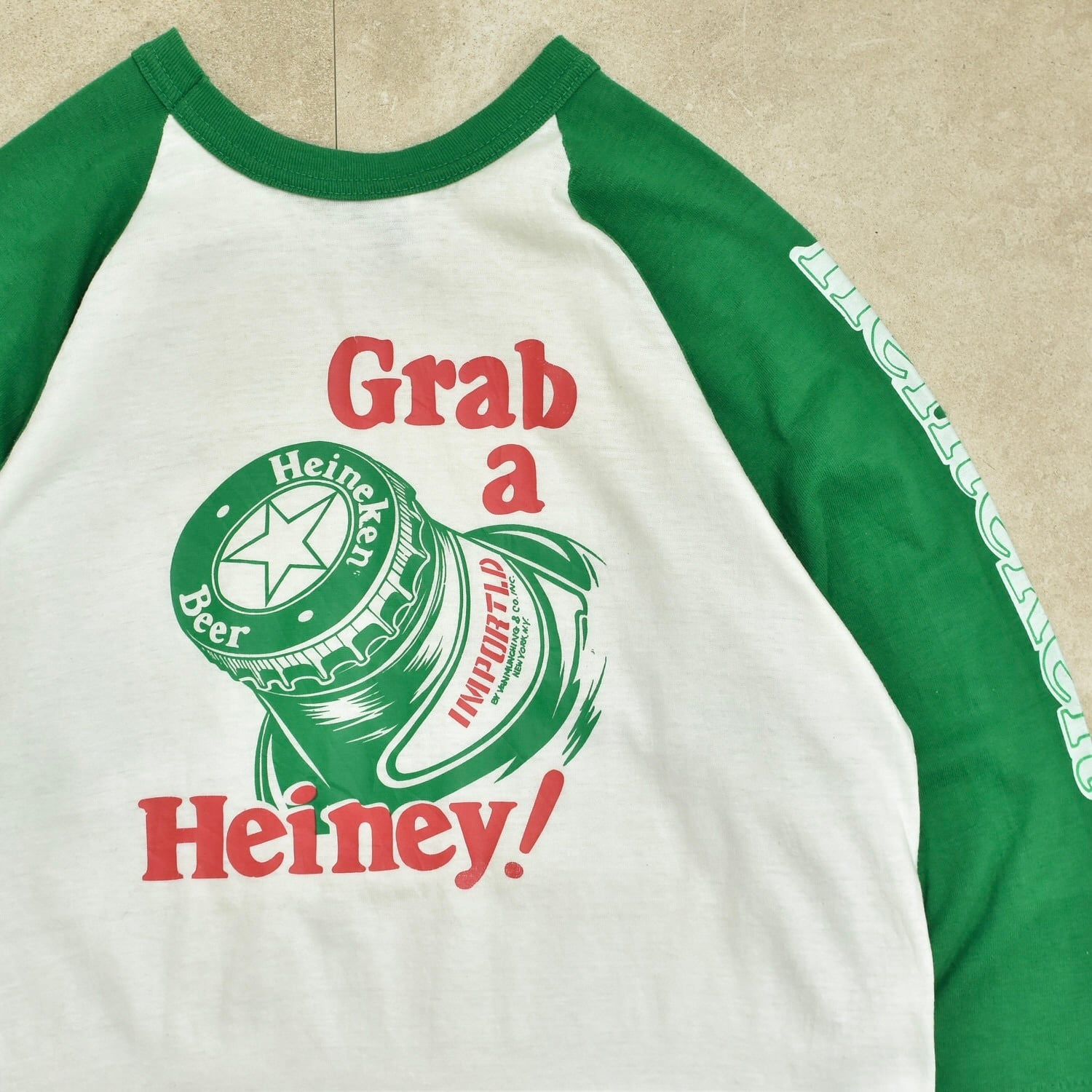 80s USA SOFEE Heineken raglan sleeve T-shirt | 古着屋 grin days