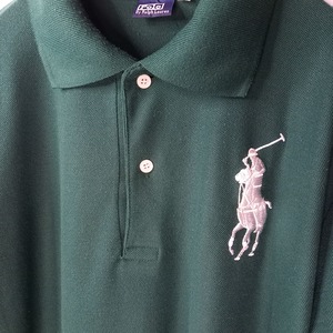 ポロバイラルフローレン　ポロシャツ　半袖　ビッグポニー　刺繍ロゴ　L